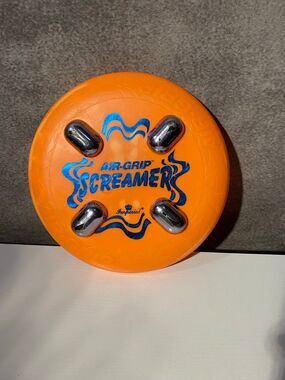 Vintage Orange Imperial AIR-GRIP SCREAMER Flying Disc w/ Whistles 9.5" RARE